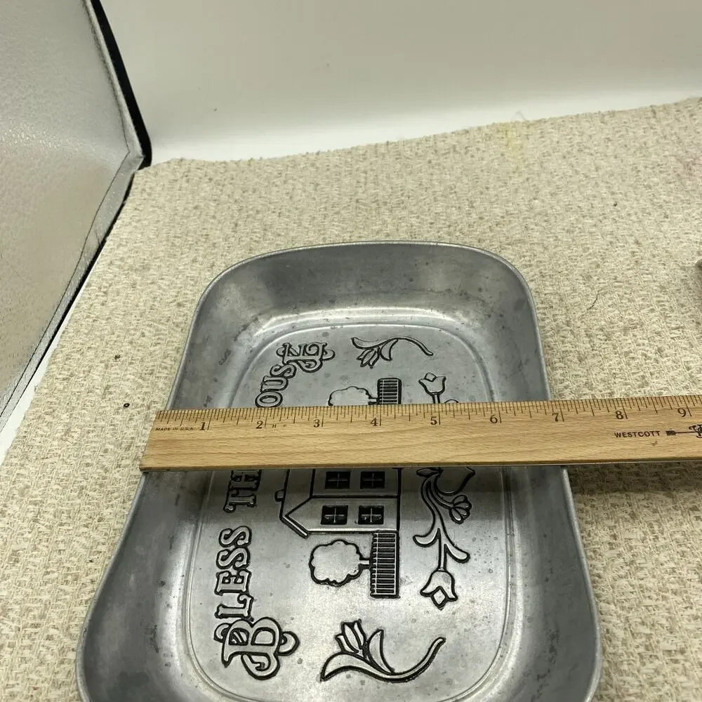 Vintage Metal Dish “BLESS THIS HOUSE” Wilton Armetale USA #601013 Pewter